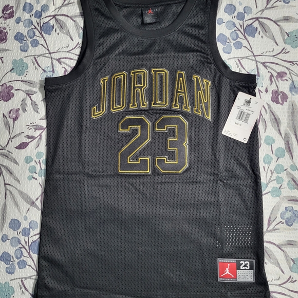 Jordan Other - JORDAN Jersey, Authentic, Boys LARGE, Black/Gold, #23